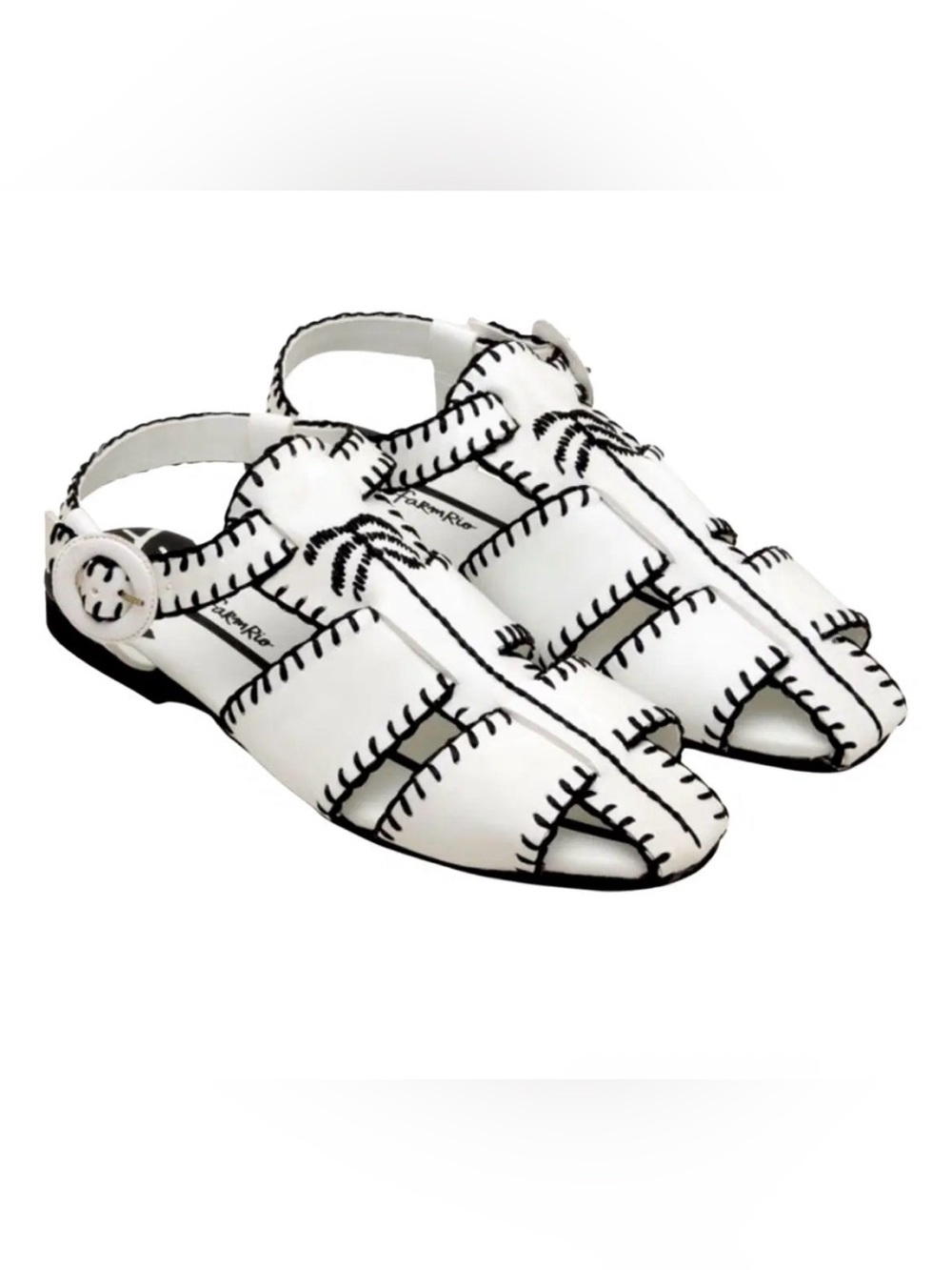 FARM Rio Whipstitch Palm Tree Sandals in white